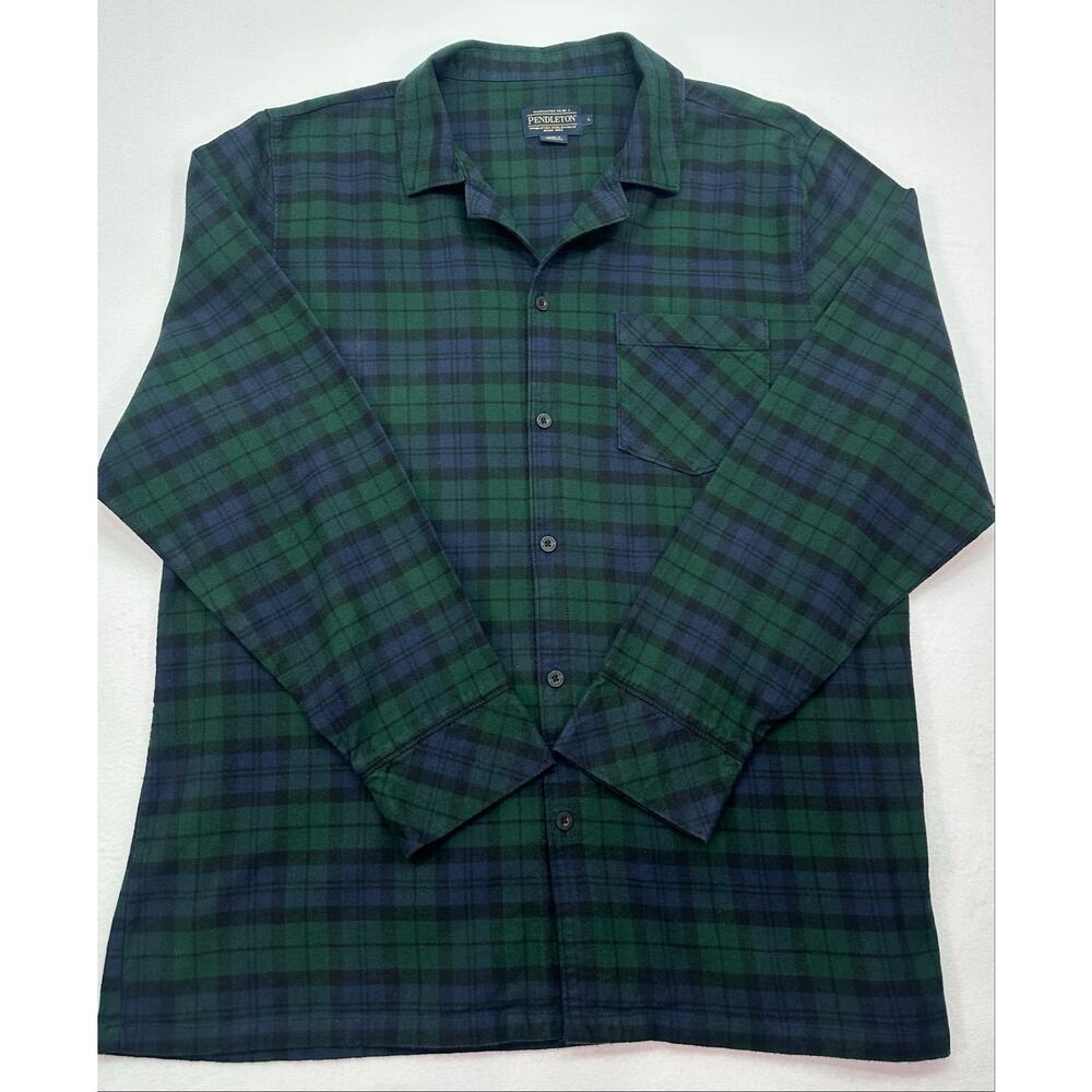 Pendleton Black Watch Tartan Plaid Flannel Pajama Shirt Men’s Size Large - Picture 4 of 8